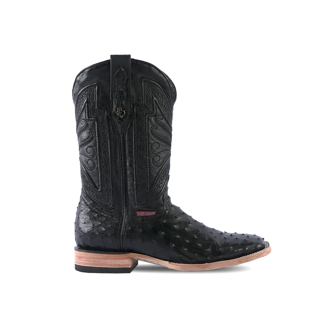 Texas Country Exotic Boot Ostrich Black AV20