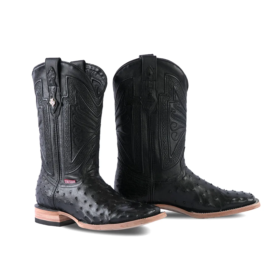 Texas Country Exotic Boot Ostrich Black AV20