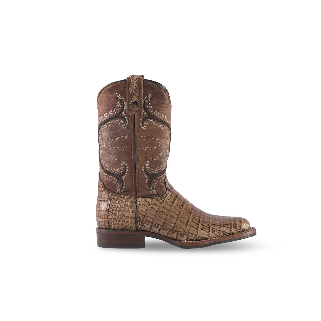 Texas Country Exotic Boot Zeus Caiman Belly Antique Hule