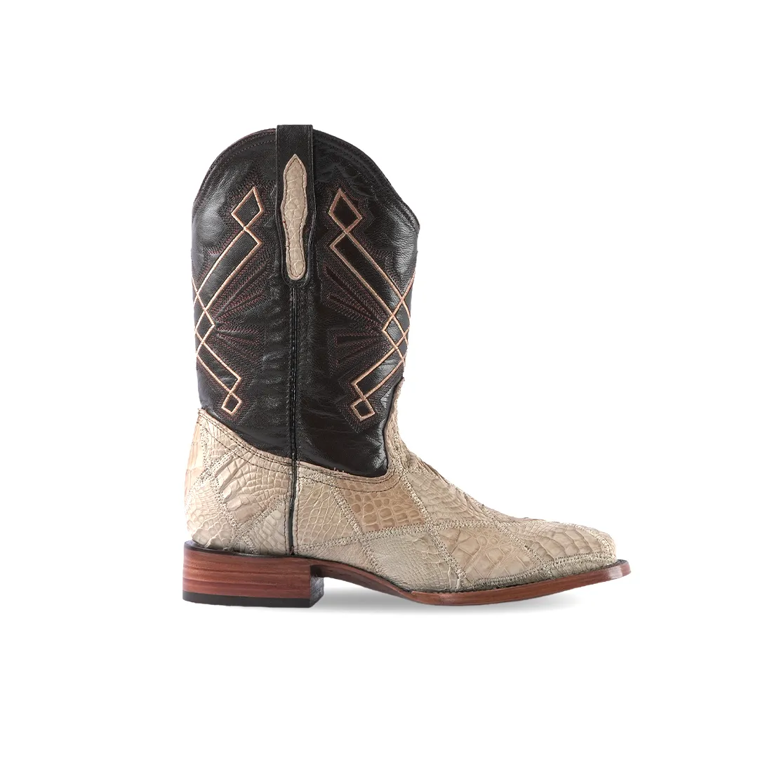 Texas Country Western Boot Bull Dog 8300 Caiman Lomo Coco Hueso rombos