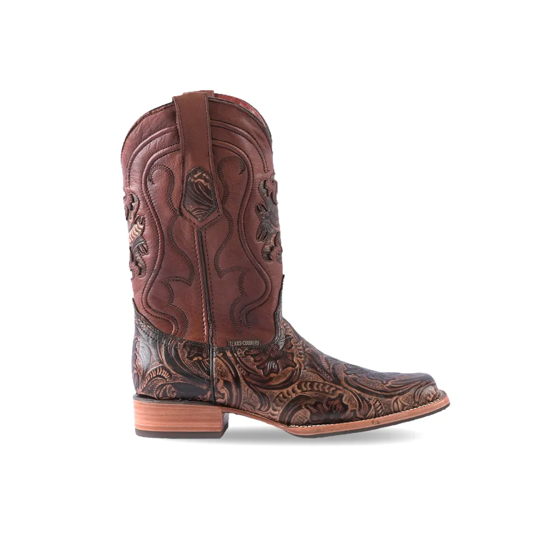 Texas Country Western Boot Cincelado Orix Rodeo Toe E696