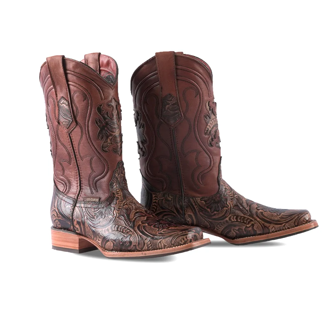 Texas Country Western Boot Cincelado Orix Rodeo Toe E696