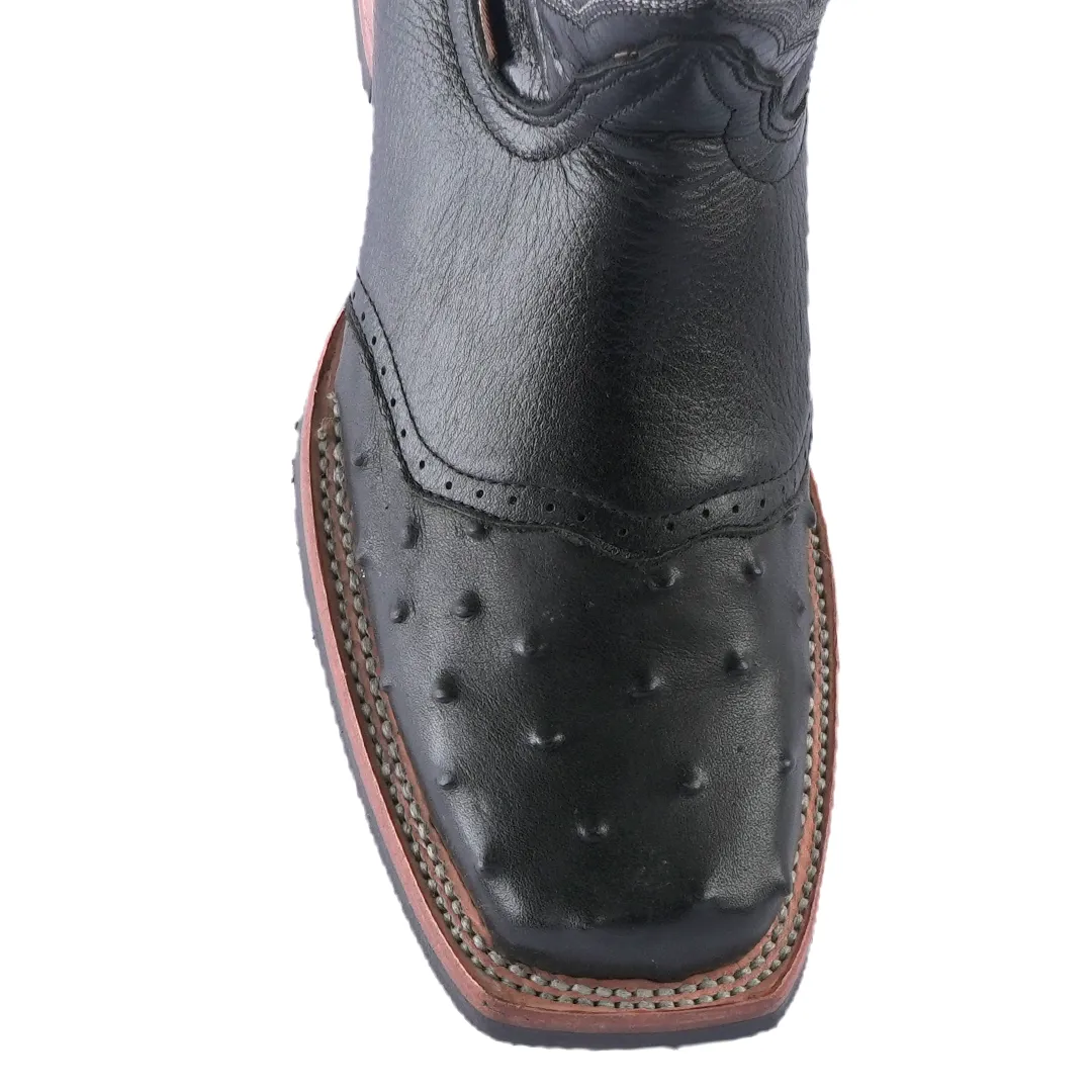 Texas Country  Western Boot Ostrich Print Barcelona Black Rodeo Toe  E408