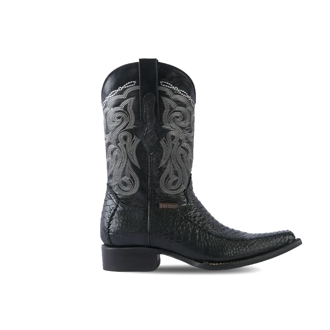 Texas Country Western Boot Python Black Versy Toe E202