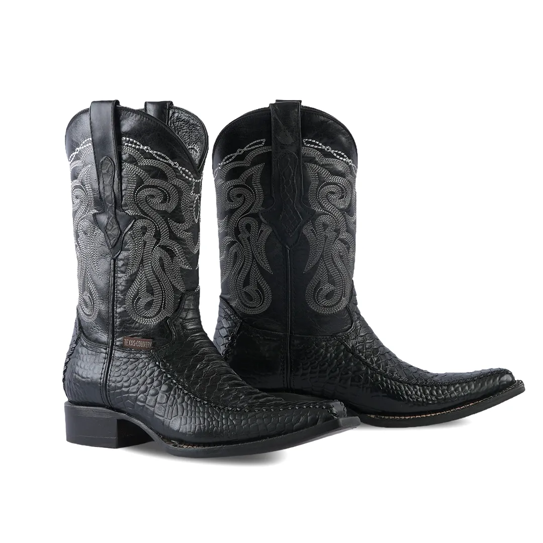 Texas Country Western Boot Python Black Versy Toe E202