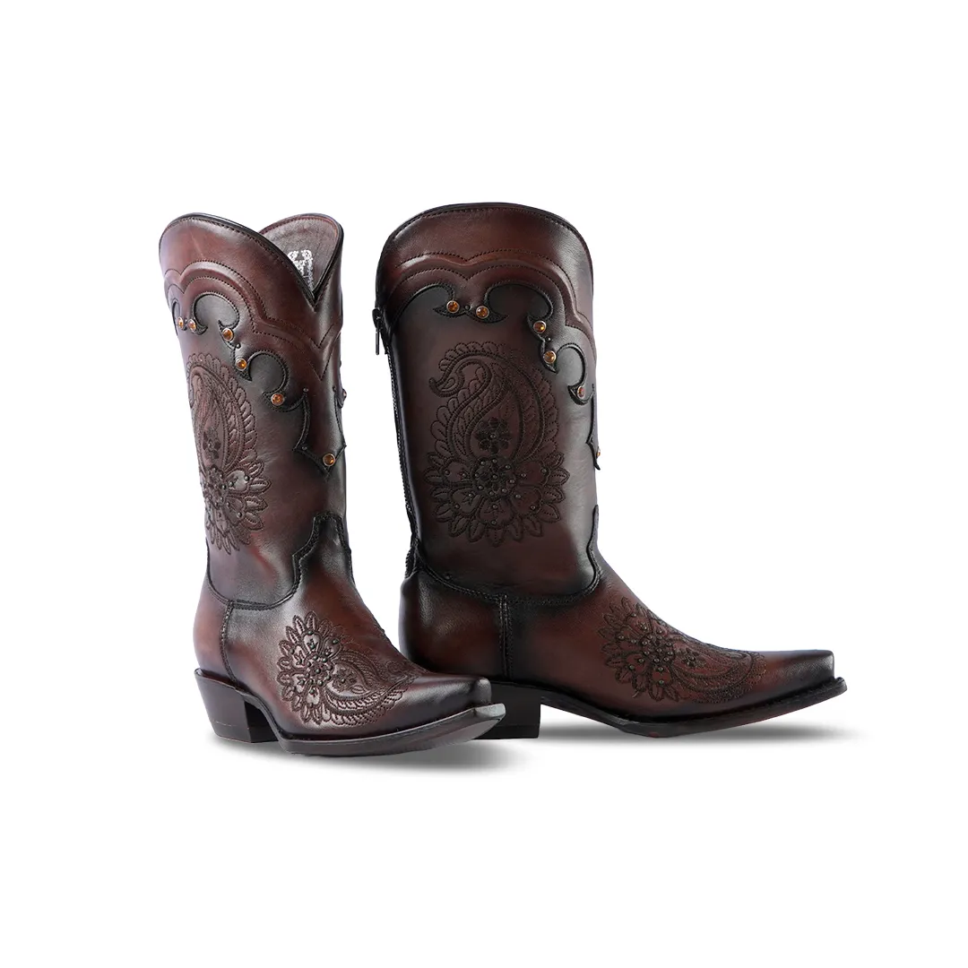 Texas Country Womens Western Boot Bora Cafe Retro Toe E777