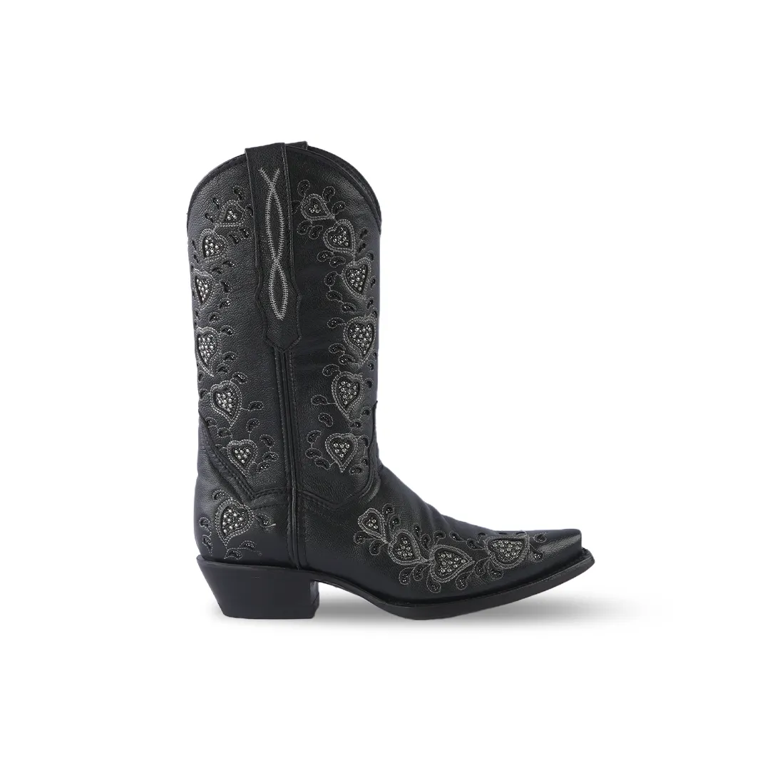 Texas Country Womens Western Boot Rush Black Corazones E756