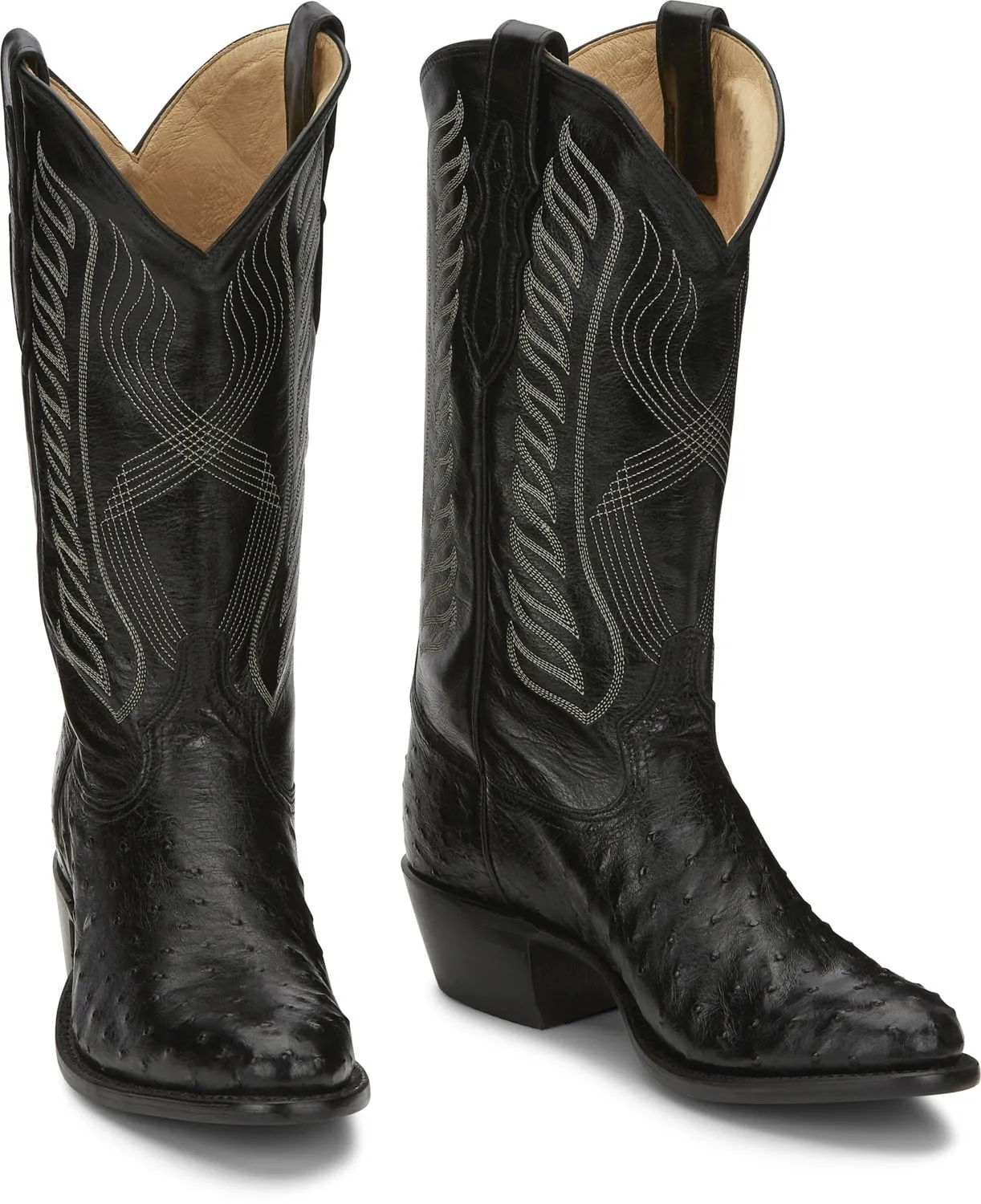 Tony Lama 13in Mens Midnight Black McCandles FQ Ostrich Cowboy Boots