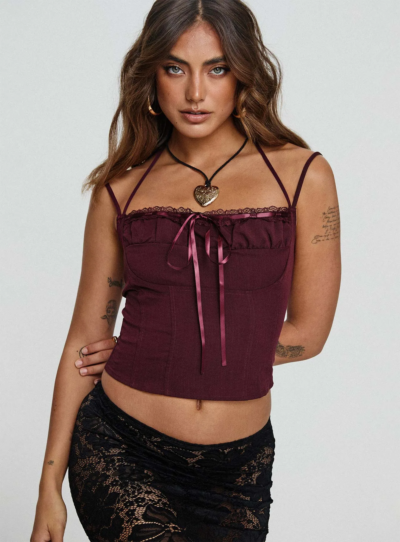 Trynia Top Burgundy