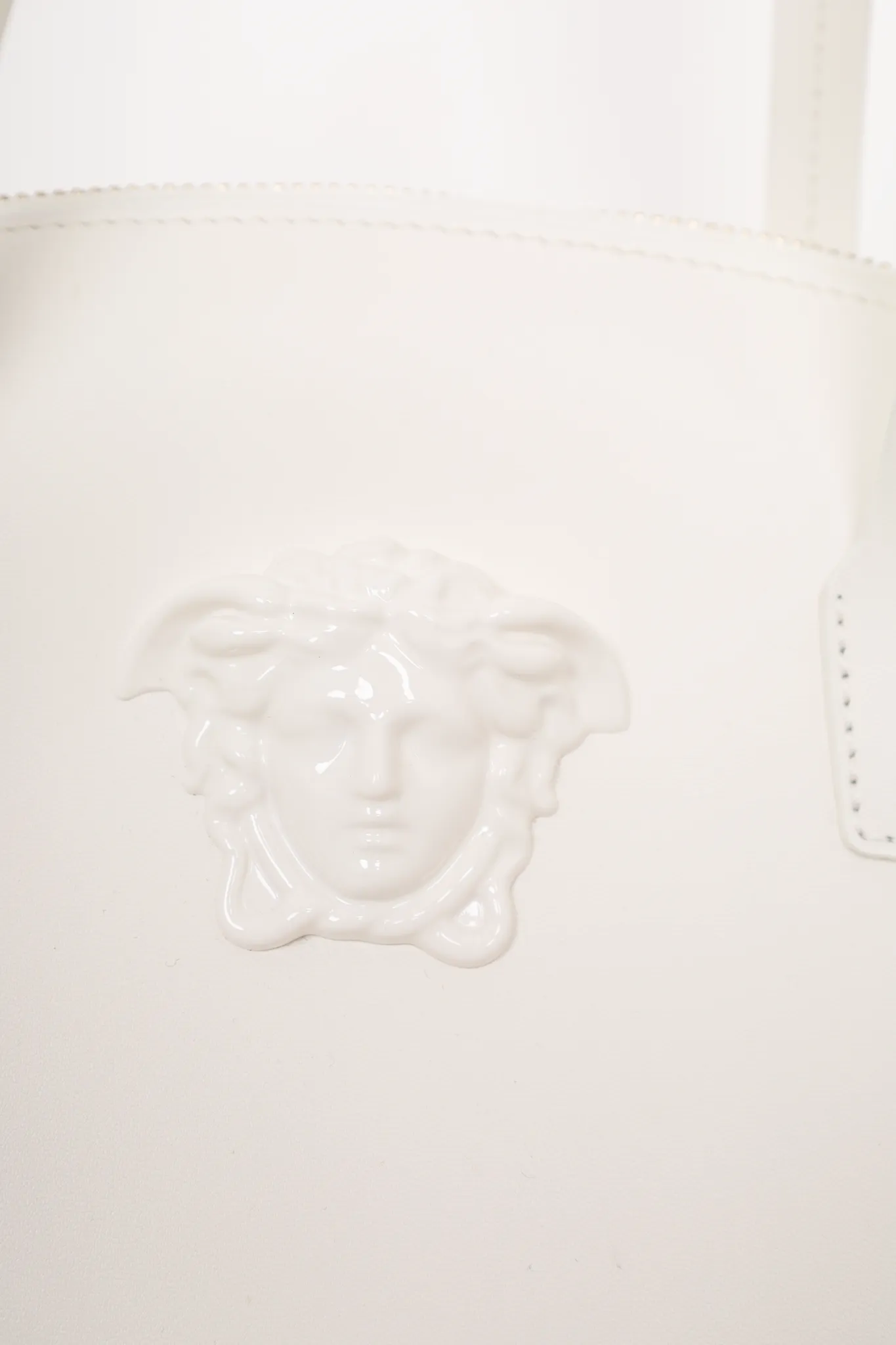 Versace White Leather Medusa Tote Bag