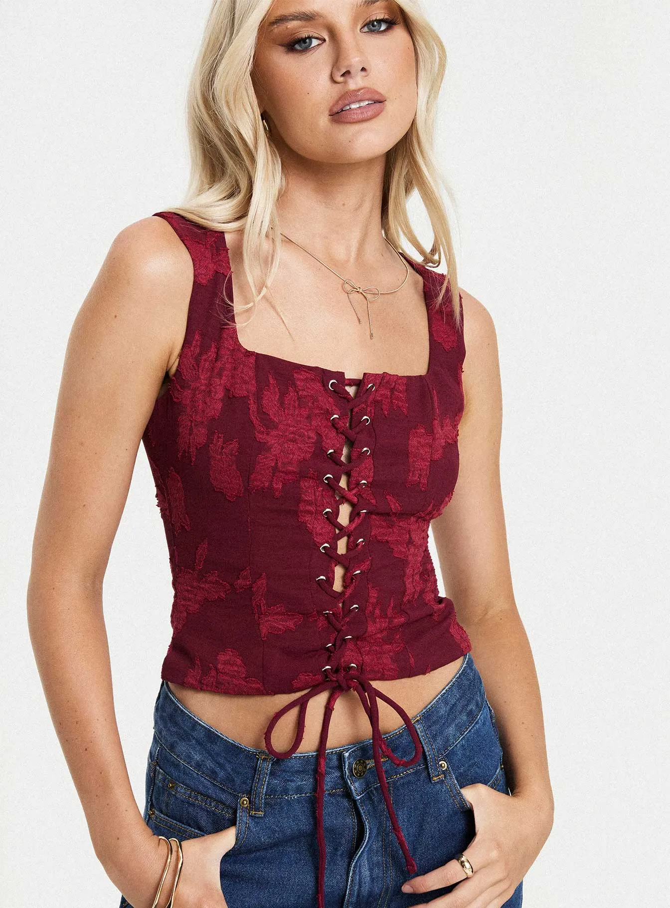 Vincenzo Corset Top Red