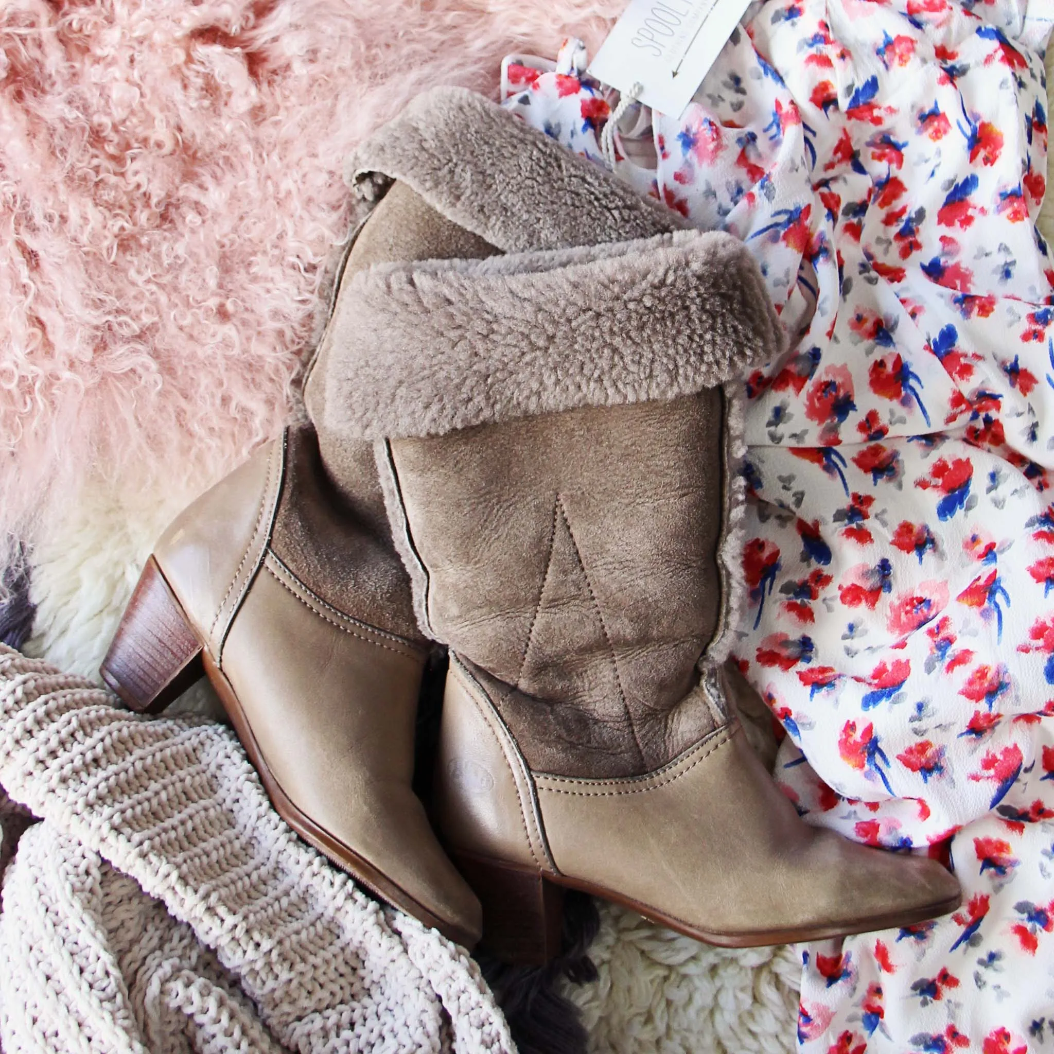 Vintage Shearling & Suede Boots