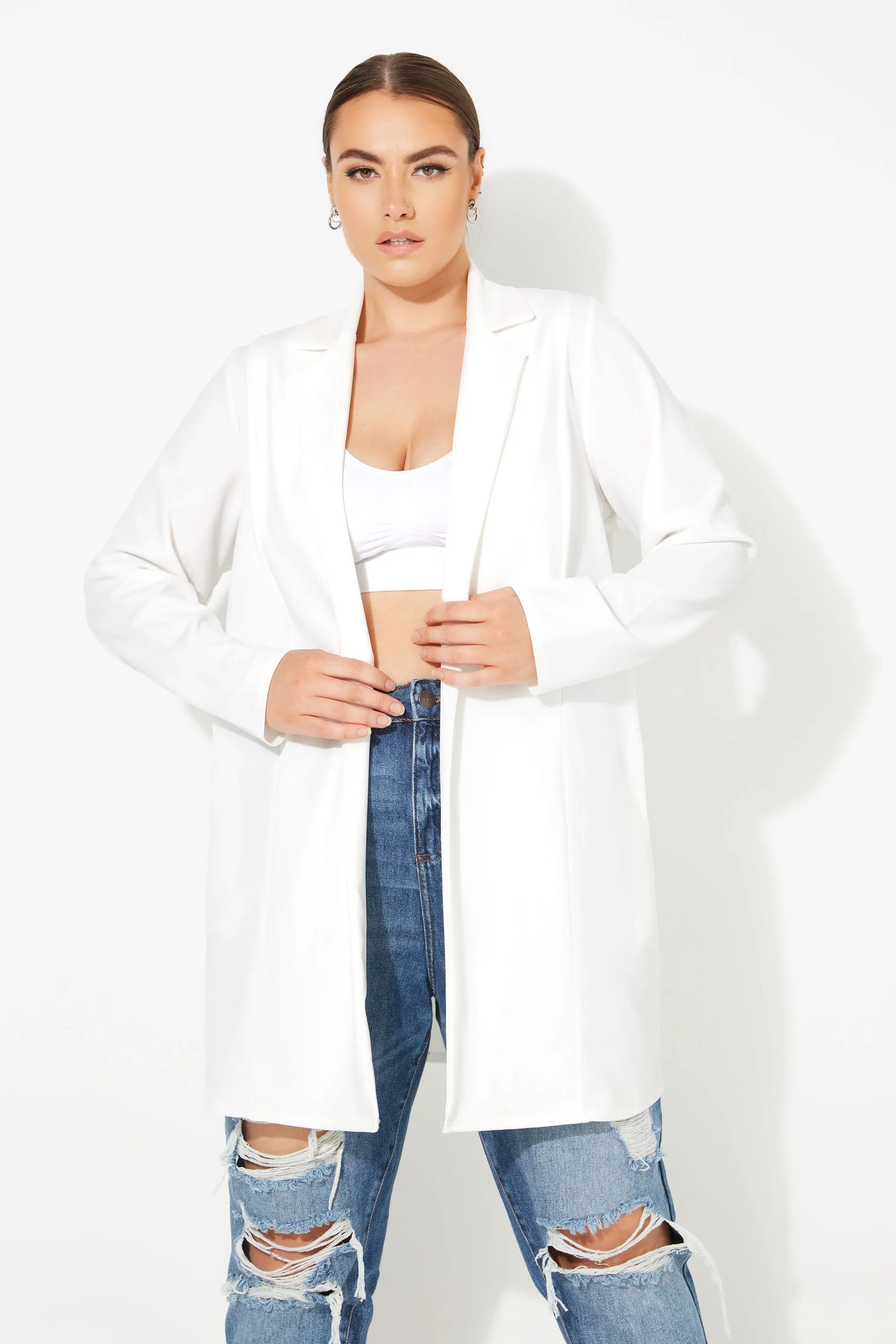 White Longline Blazer