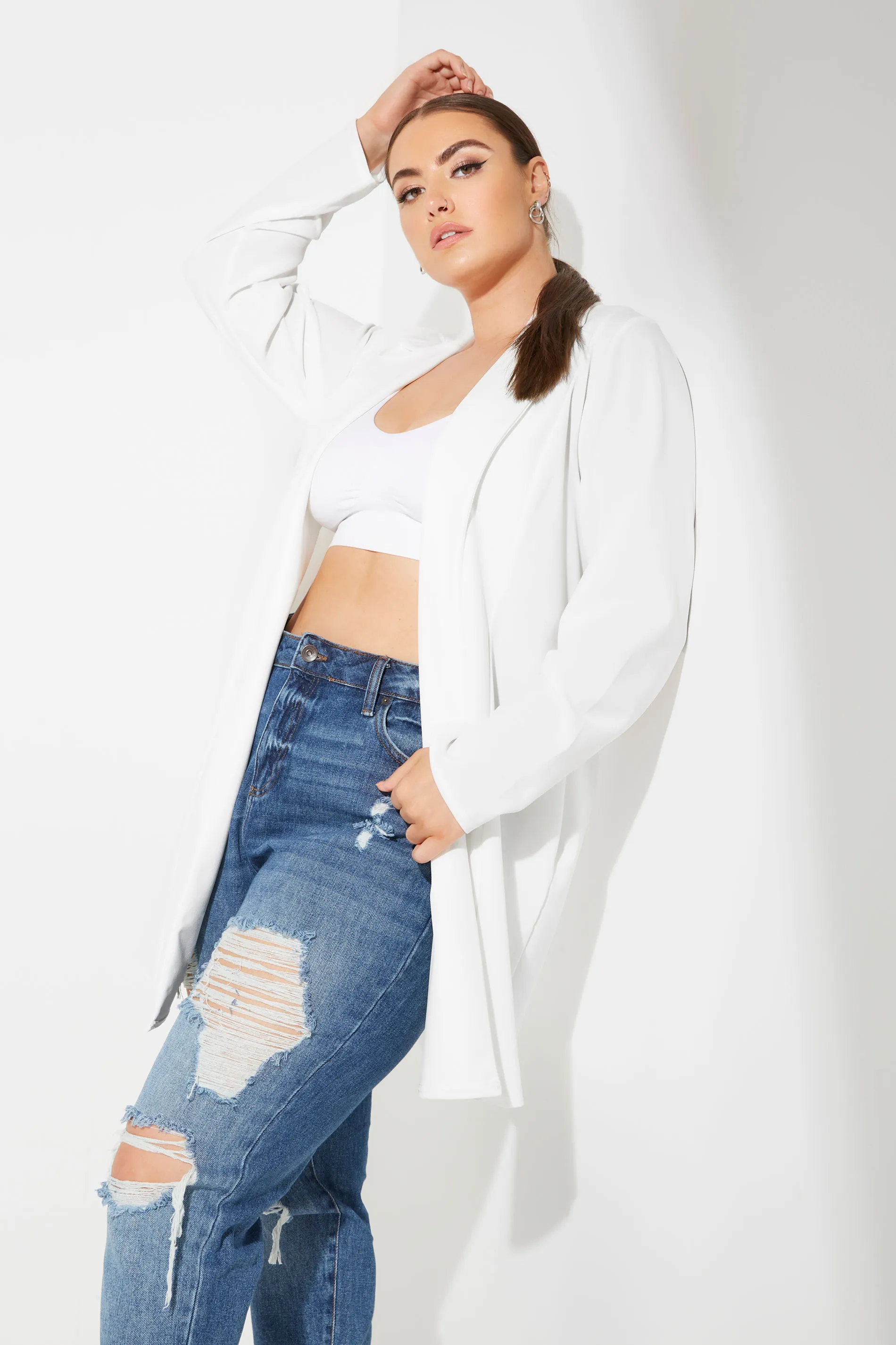 White Longline Blazer