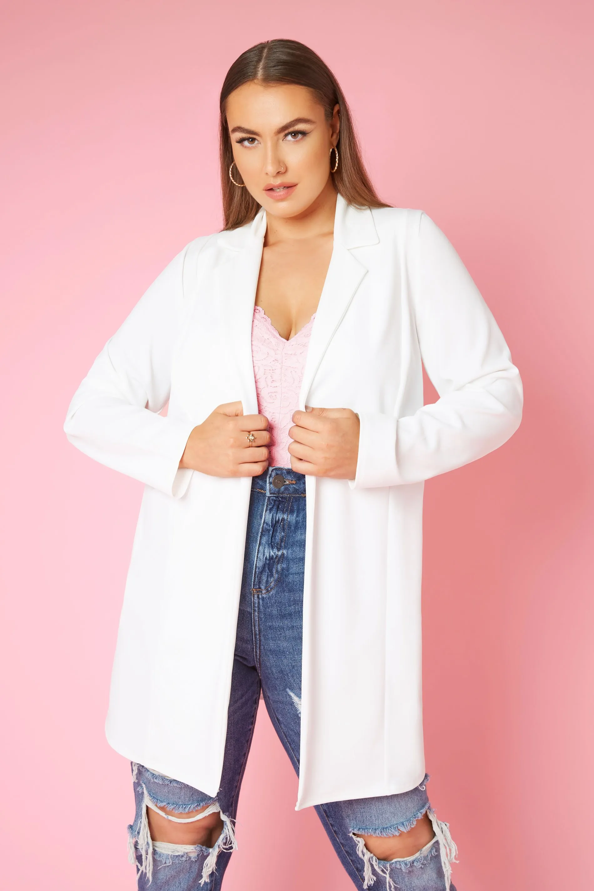 White Longline Blazer