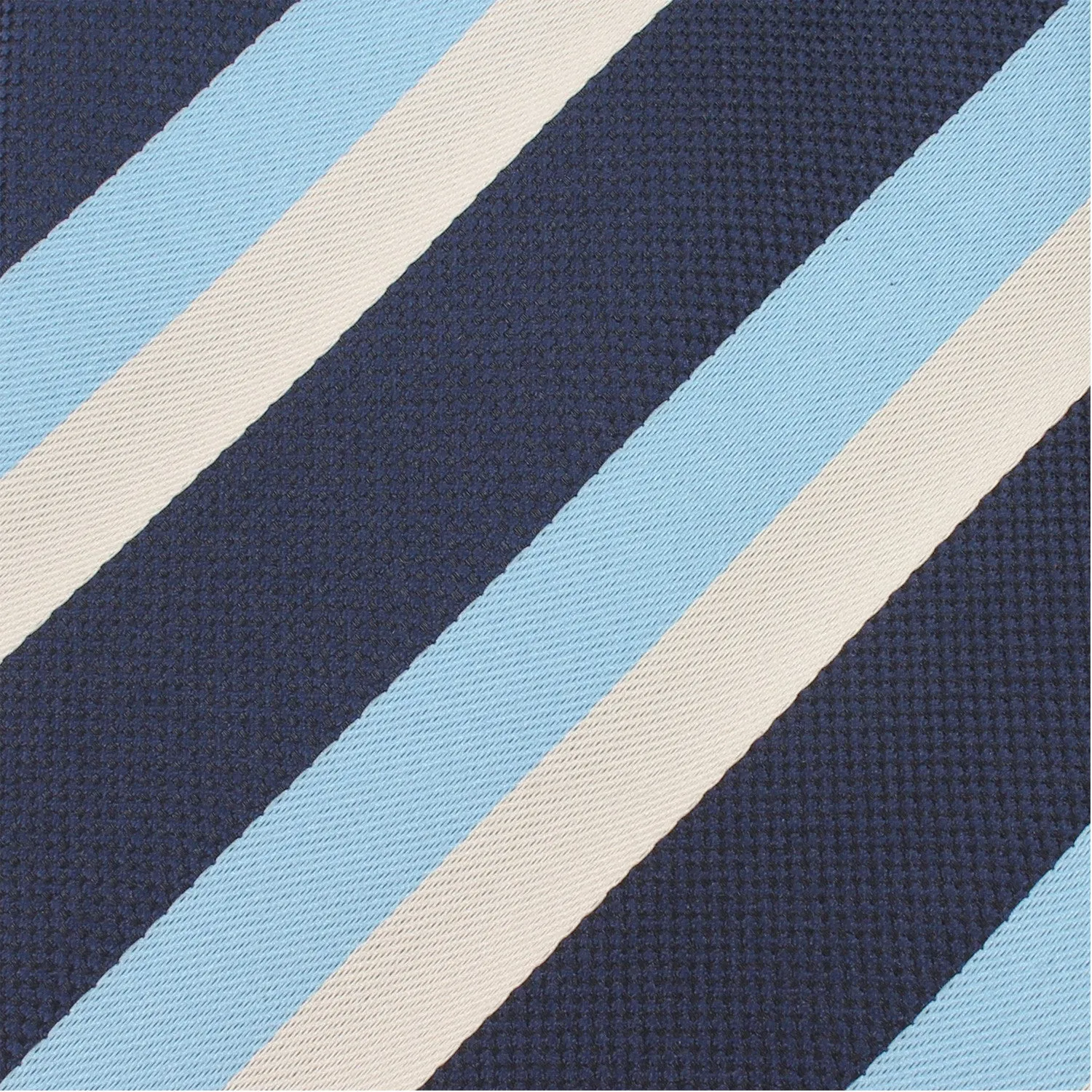 White Navy and Light Blue Striped Tie