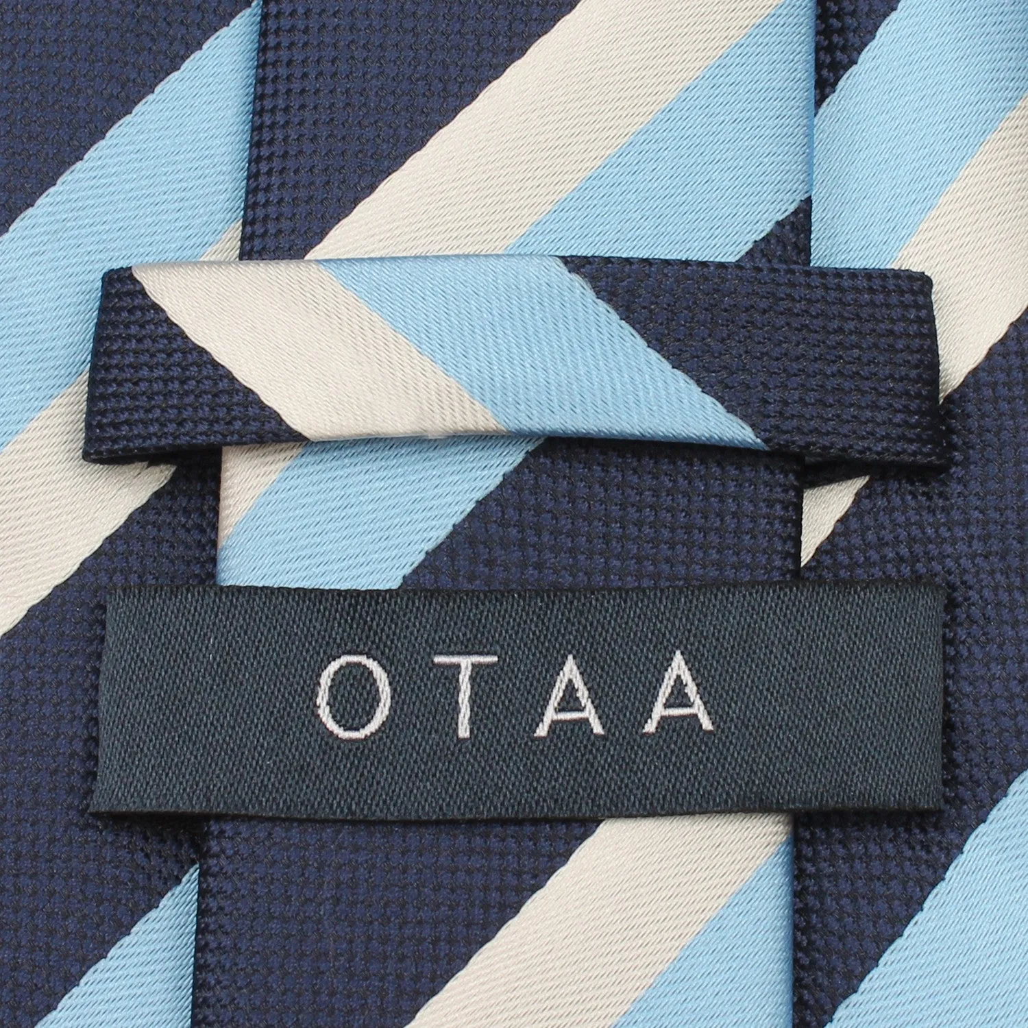 White Navy and Light Blue Striped Tie