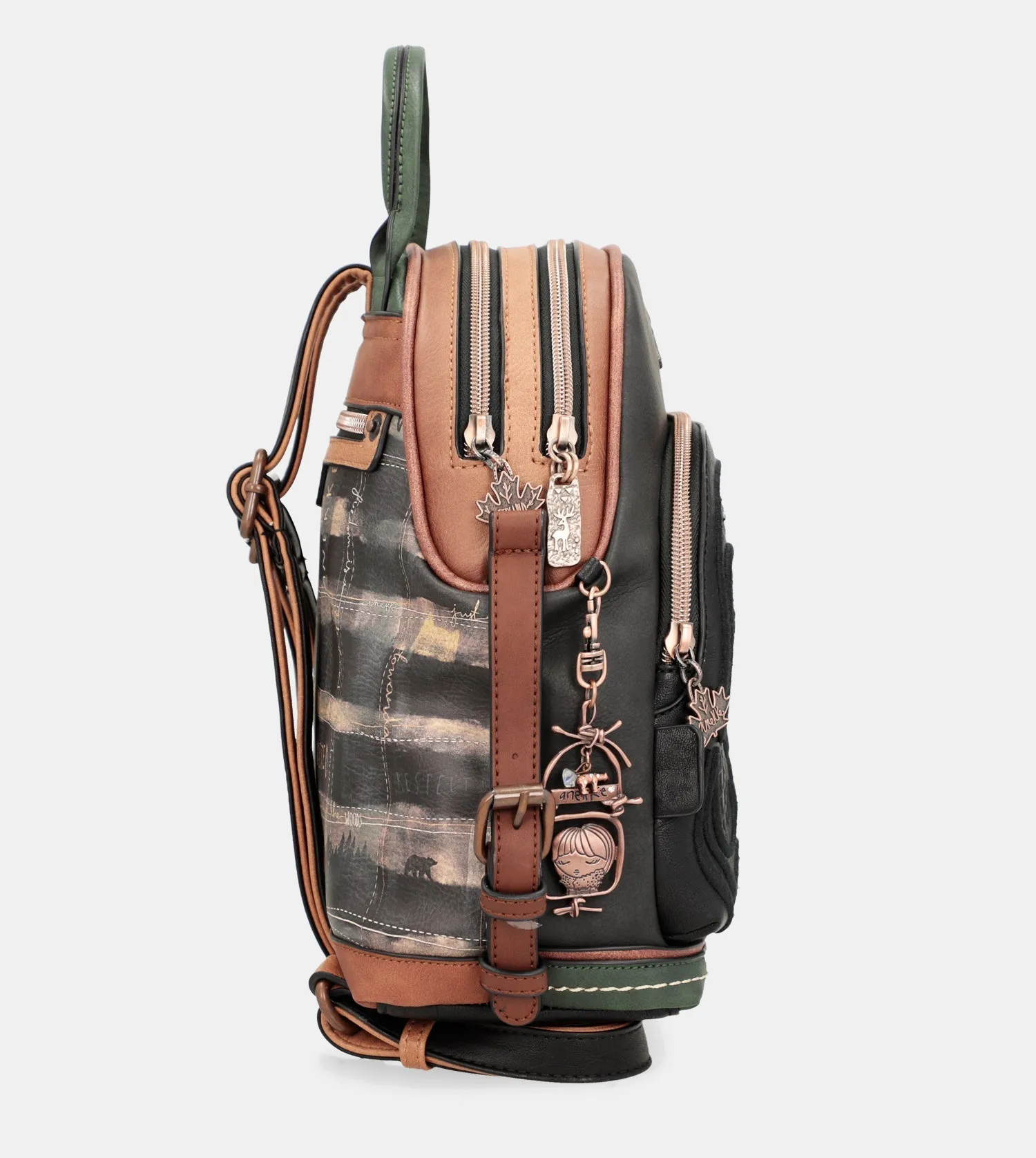 Wild black double compartment backpack