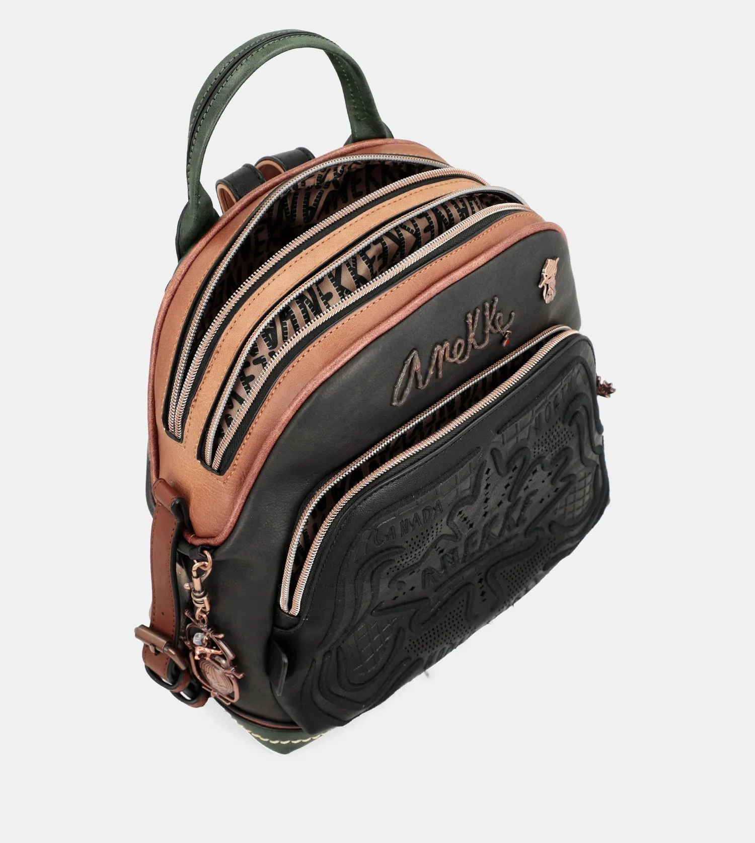 Wild black double compartment backpack