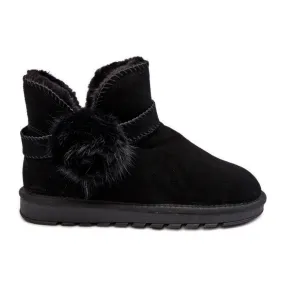 Women's Suede Snow Boots With Cutouts, Black Eraclio