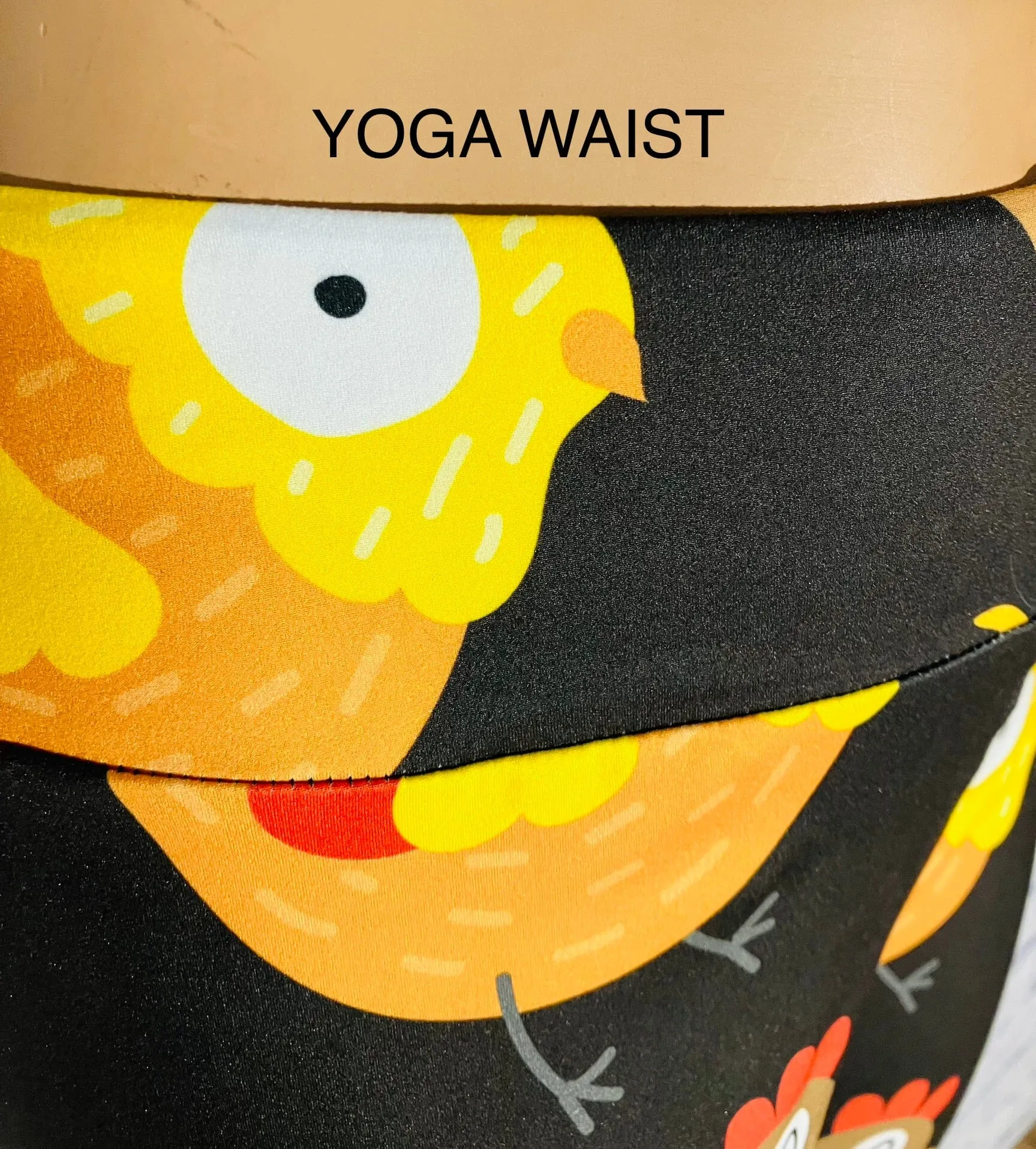 Womens Chicken Rooster Leggings, Soft Yoga Pants, Sizes 0-22, Yoga Waist, Black/Yellow, Exclusive Leggings