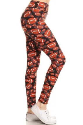 Womens Football Leggings Soft Yoga Pants Brown/Black Sizes 0-18