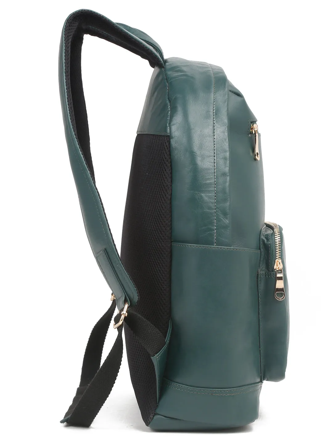 Women's GREEN solid Leather backpack