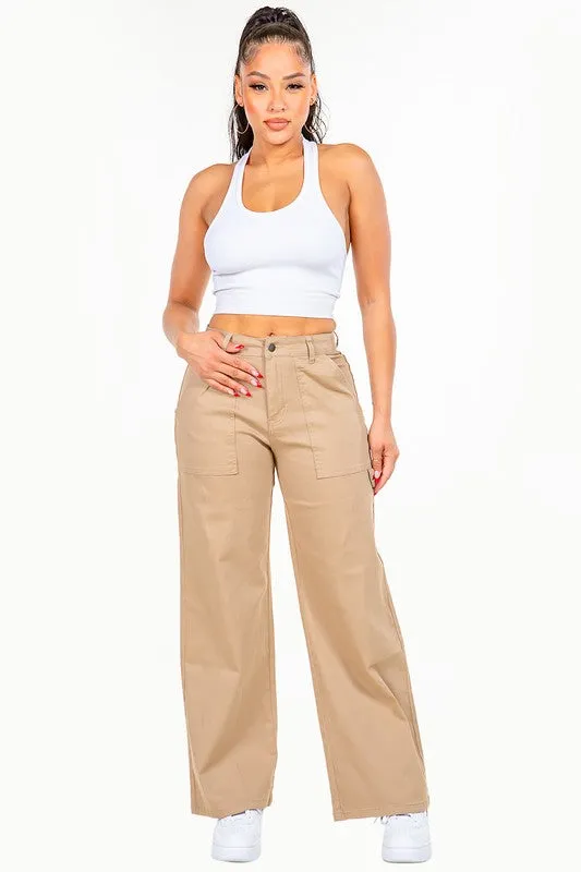 Women's High Waisted Wide Leg Straight Denim Pants