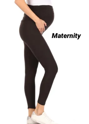 Womens Maternity Leggings Soft Yoga Pants Black Sizes S/M/L/XL