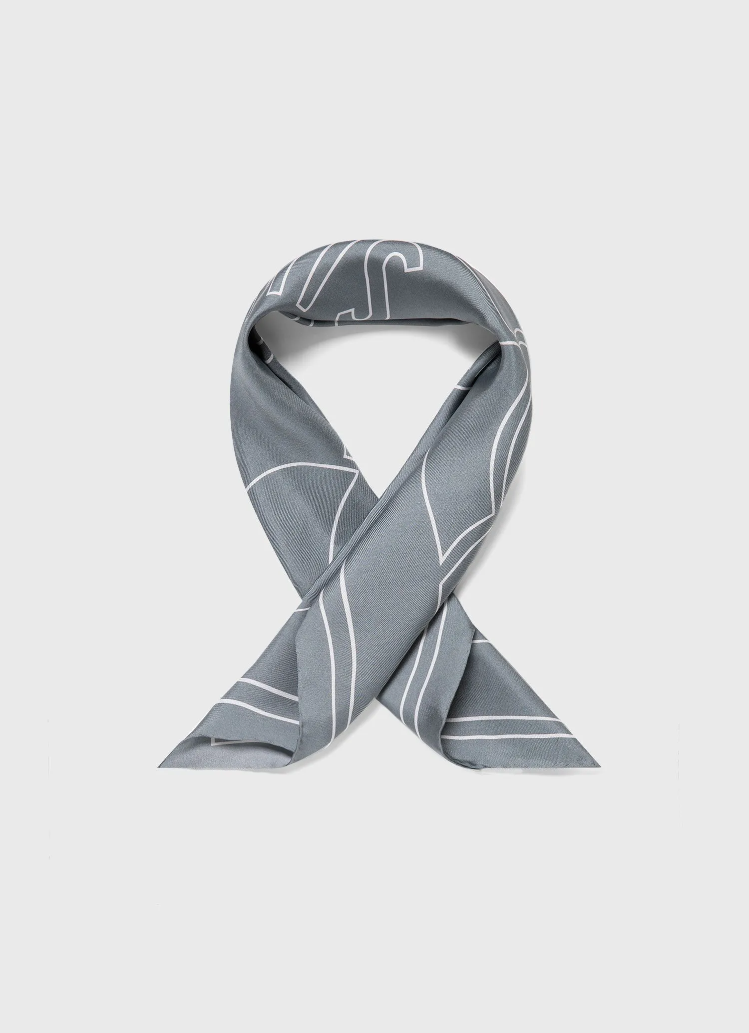 Women's Silk Scarf in Smoke Green Linear Archive Print