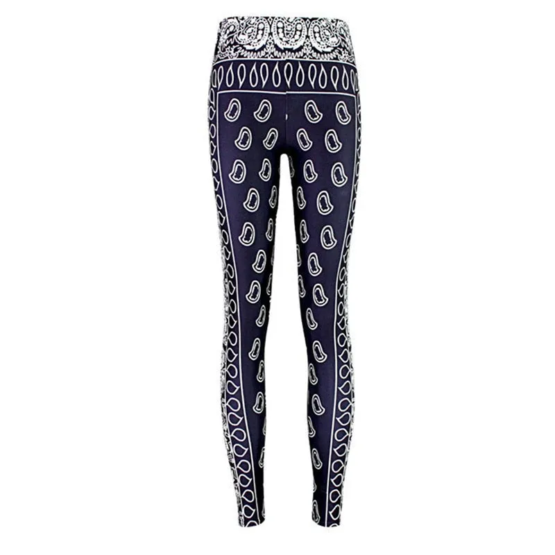 Workout Leggings For Women Fashion Print High Waist Elastic Push Up Ankle Length Polyester Leggin Casual Famme Leggings