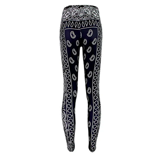 Workout Leggings For Women Fashion Print High Waist Elastic Push Up Ankle Length Polyester Leggin Casual Famme Leggings