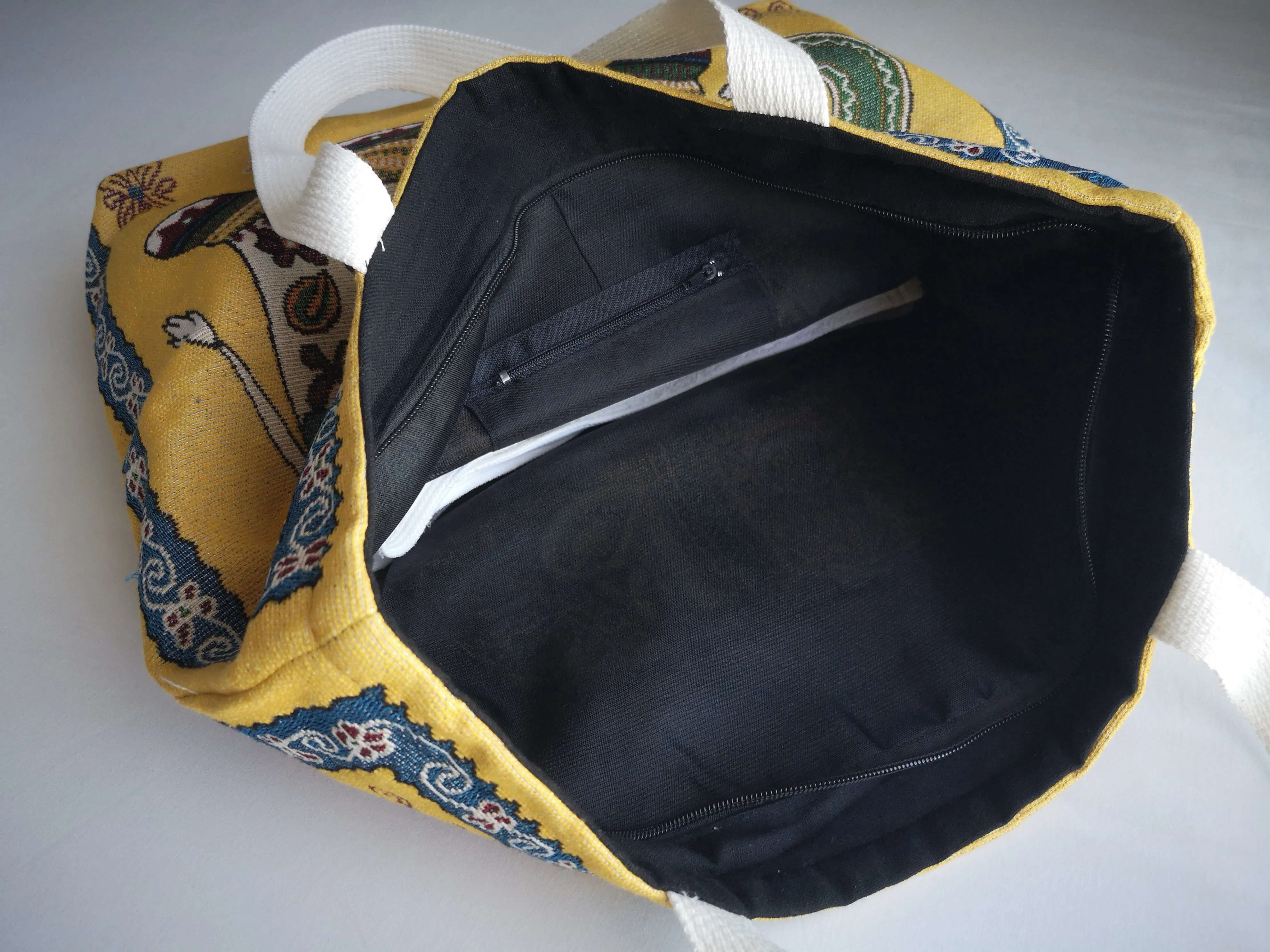 Yellow Mustard Elephant Tapestry Bag