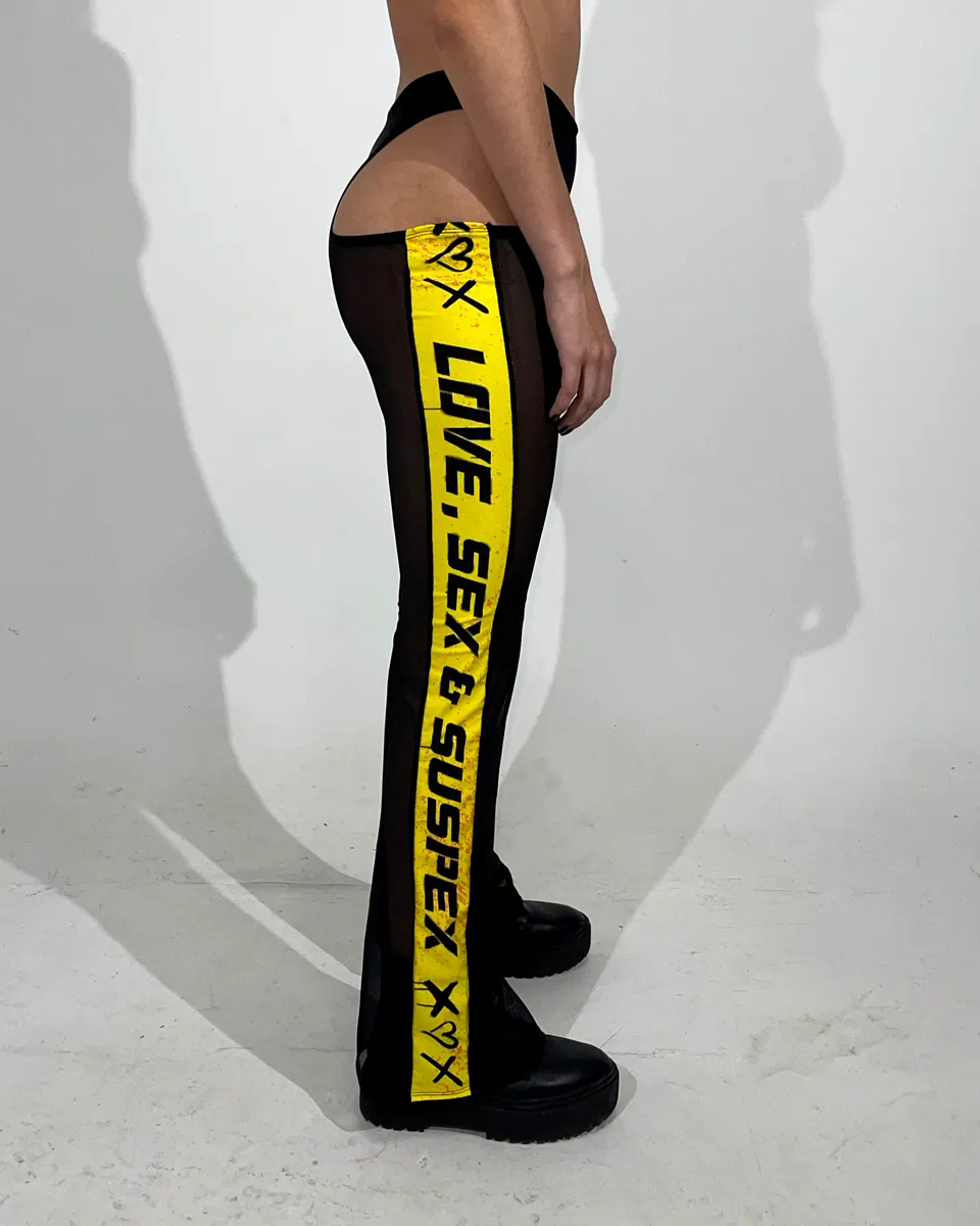 Yellow Sport Mesh Cutout Pants