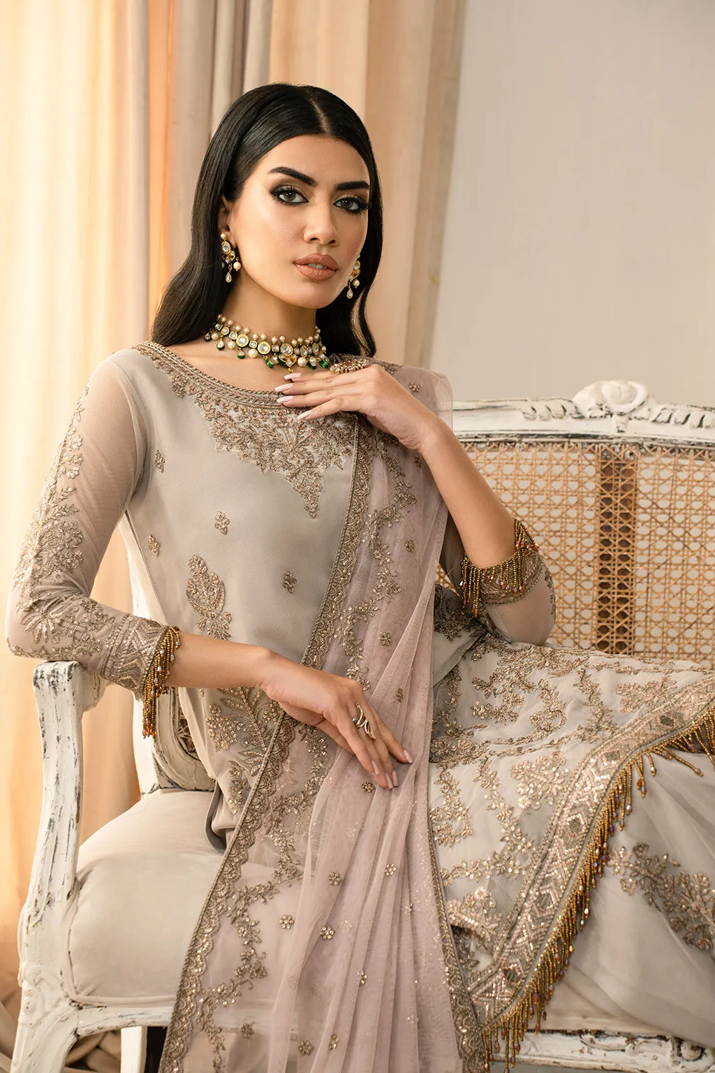 Zarif Afsanah Luxury Embroidered Net Unstitched 3Pc Suit ZAF 06 NAFEES