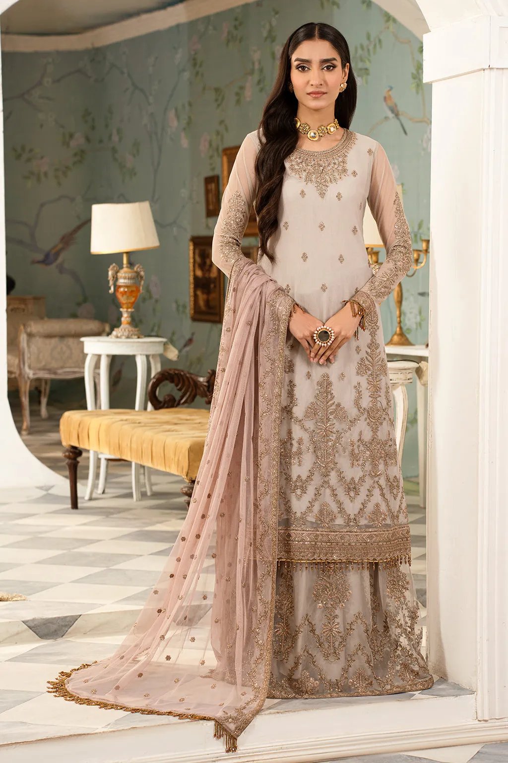 Zarif Afsanah Luxury Embroidered Net Unstitched 3Pc Suit ZAF 06 NAFEES