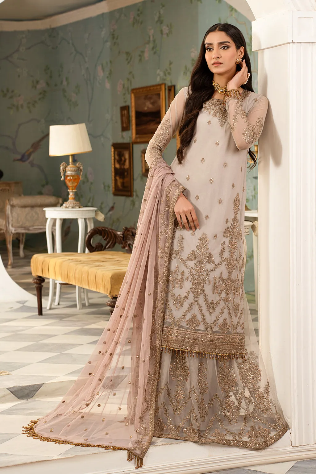 Zarif Afsanah Luxury Embroidered Net Unstitched 3Pc Suit ZAF 06 NAFEES