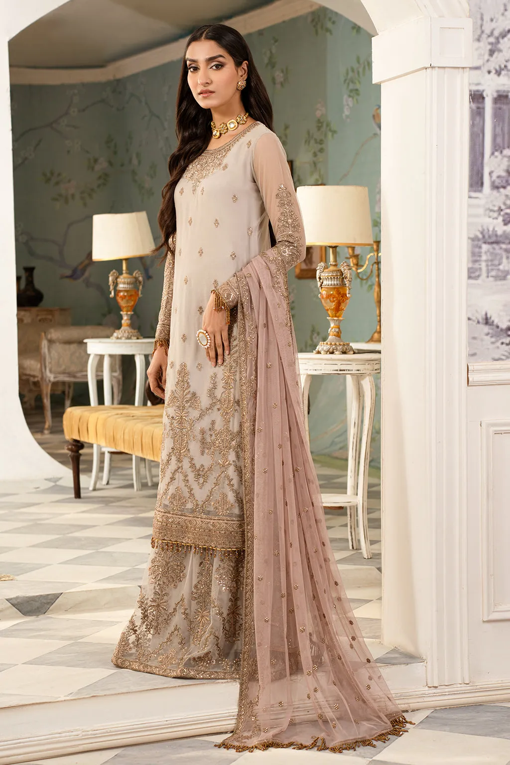 Zarif Afsanah Luxury Embroidered Net Unstitched 3Pc Suit ZAF 06 NAFEES